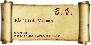 Bálint Vilmos névjegykártya